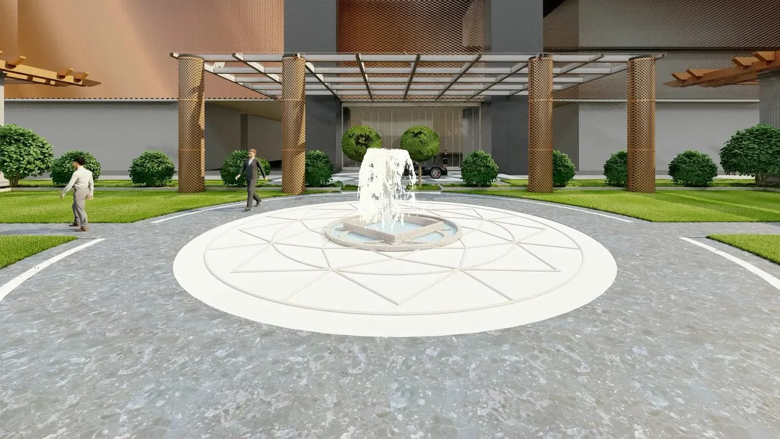 Entry plaza and fountain